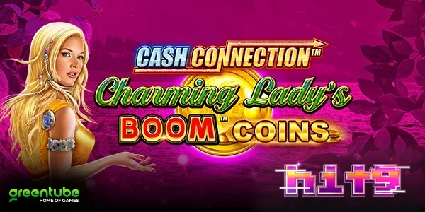 Tampilan layar permainan slot Cash Connection Charming Lady’s Boom Coins